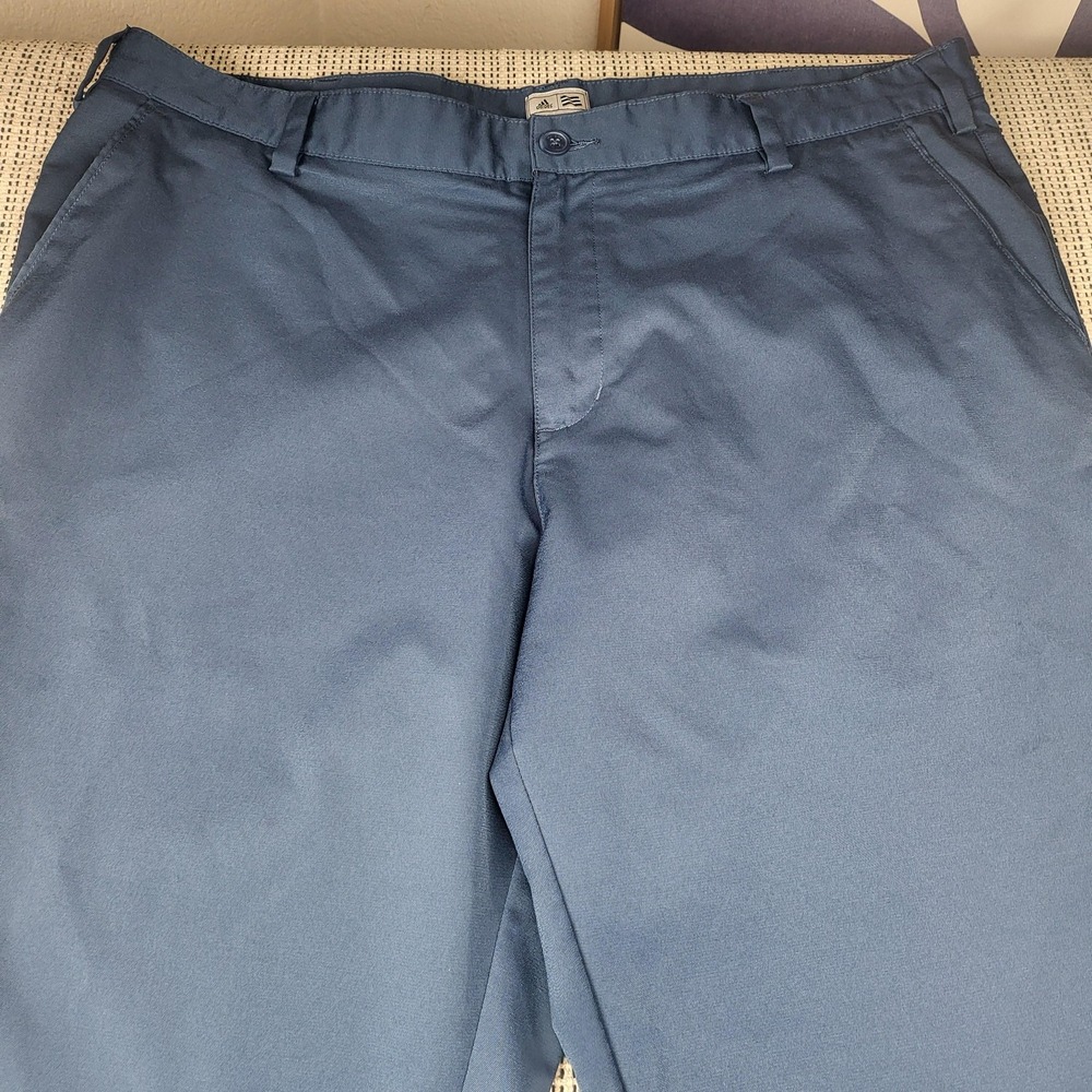 Adidas Pants Mens 38x34 Blue Chino Regular Fit Microfiber Casual Golf Tech